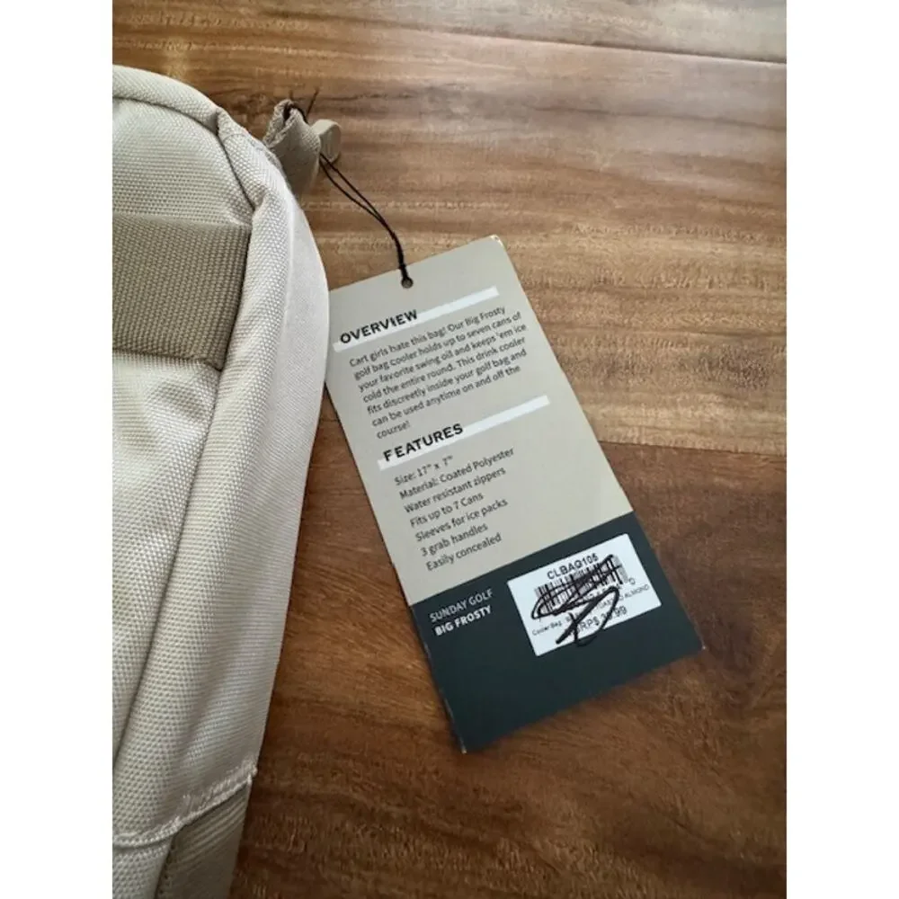 Sunday Golf Big Frosty Cooler Bag- 7 Can Drink Carrier -Toasted Almond- NWT - Picture 8 of 8